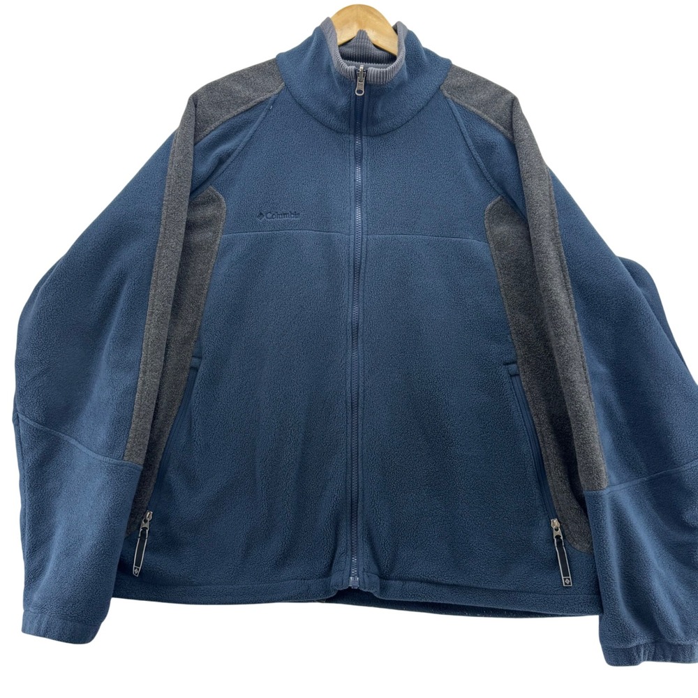 Columbia‎ Mens XL Core Interchange Fleece Jacket Blue Gray Full Zip Outerwear